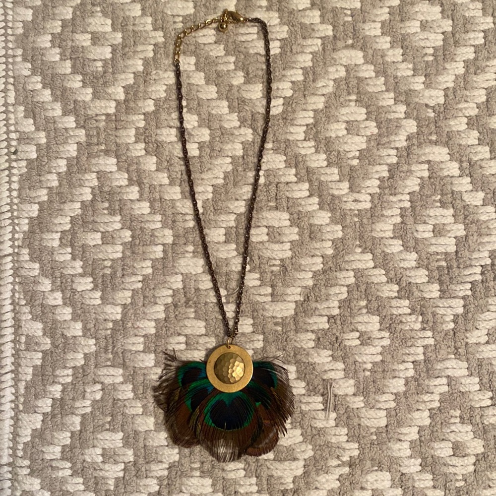 Urban Outfitters Peacock Feather Statement Necklace